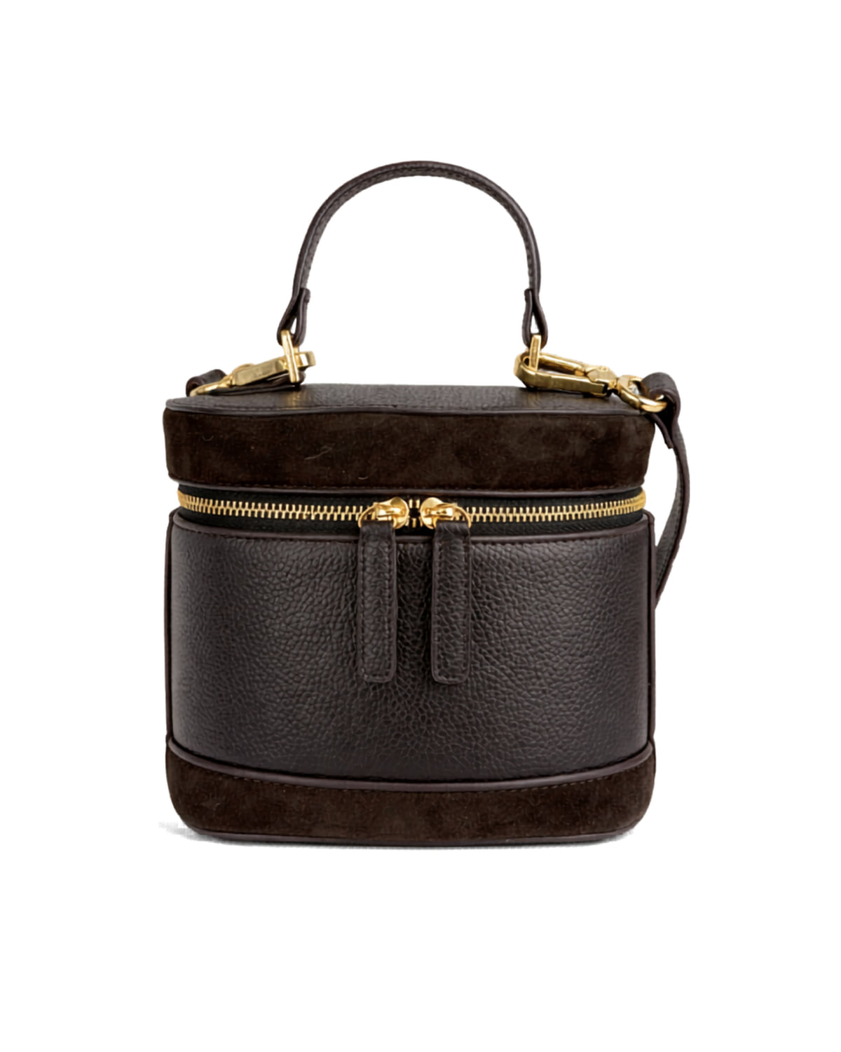 The Locket in Espresso — leather, front view